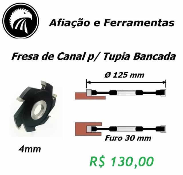 Fresa Reta canal 4 mm p/ tupia de bancada