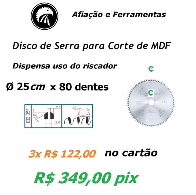 Serra para MDF Ø25cm com 80 dentes