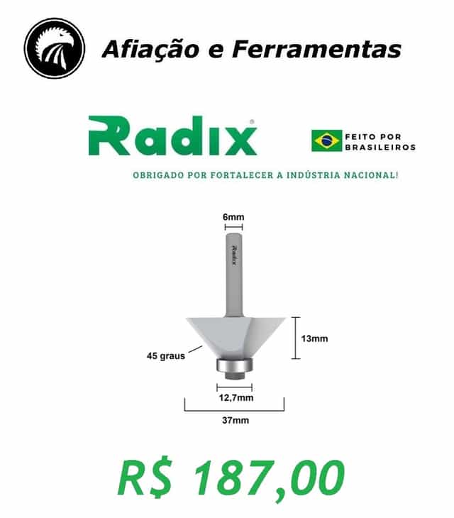 Fresa Chanfrada 45º com Rolamento Haste 6mm