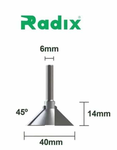Fresa 45º Puxador Cava Haste 6mm