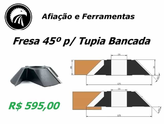 Fresa Meia esquadria 45º