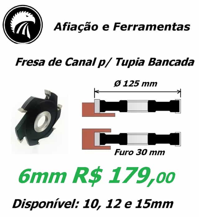 Fresa Reta canal 6 mm p/ tupia de bancada