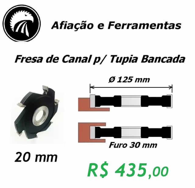 Fresa Reta canal 20mm p/ tupia de bancada