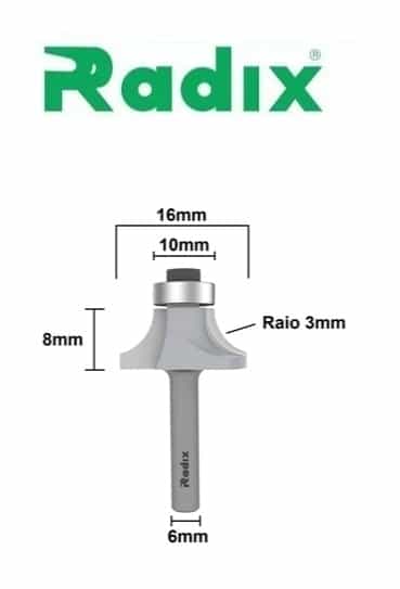 Fresa Raio 3 mm com Rolamento