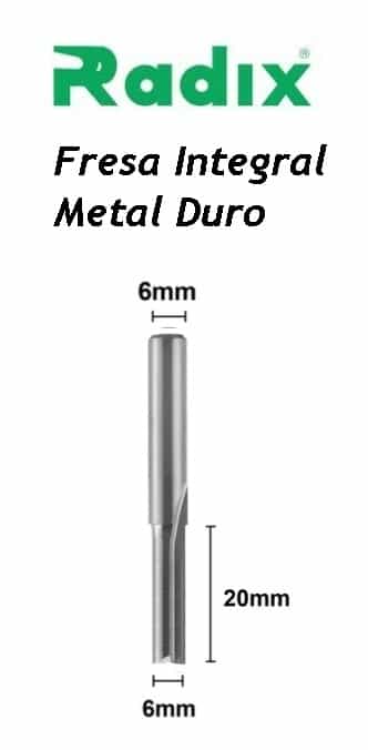 Fresa Videa Ø 6mm x 20mm x Haste 6mm