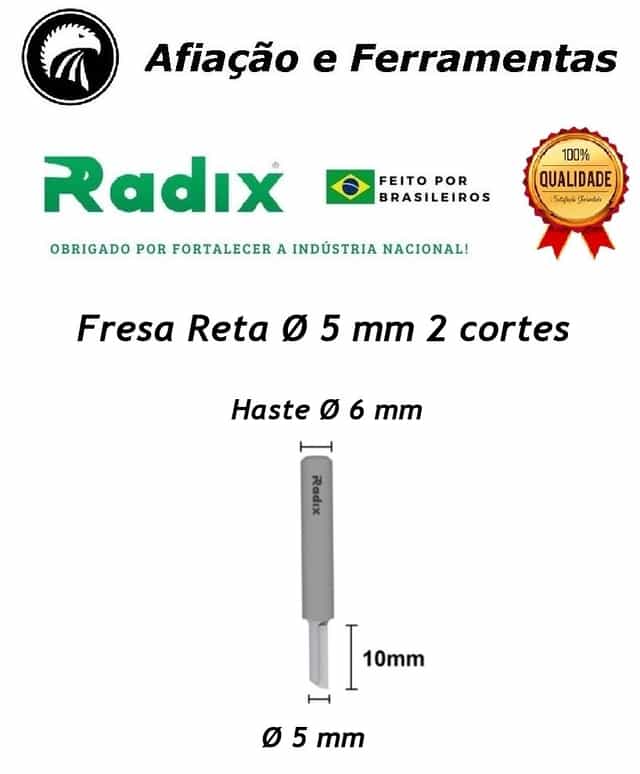 Fresa Ø 5 mm x 10mm x haste 6 mm