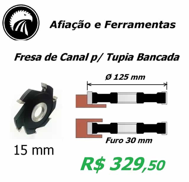 Fresa Reta canal 15mm p/ tupia de bancada
