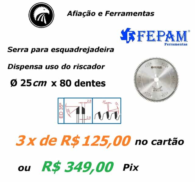 Serra para MDF Ø25cm com 80 dentes